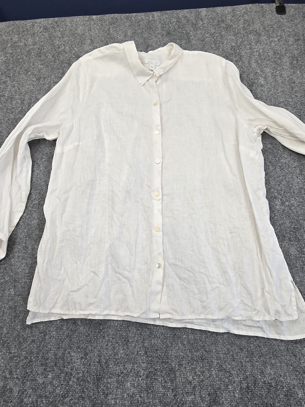 J. Jill Love Linen Essential Shirt Womens XL White Button Front Long Sleeve Top